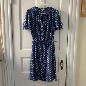 Silk Anthro Dress!  Blue with polka dots.